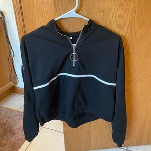 Black w white strip crop top